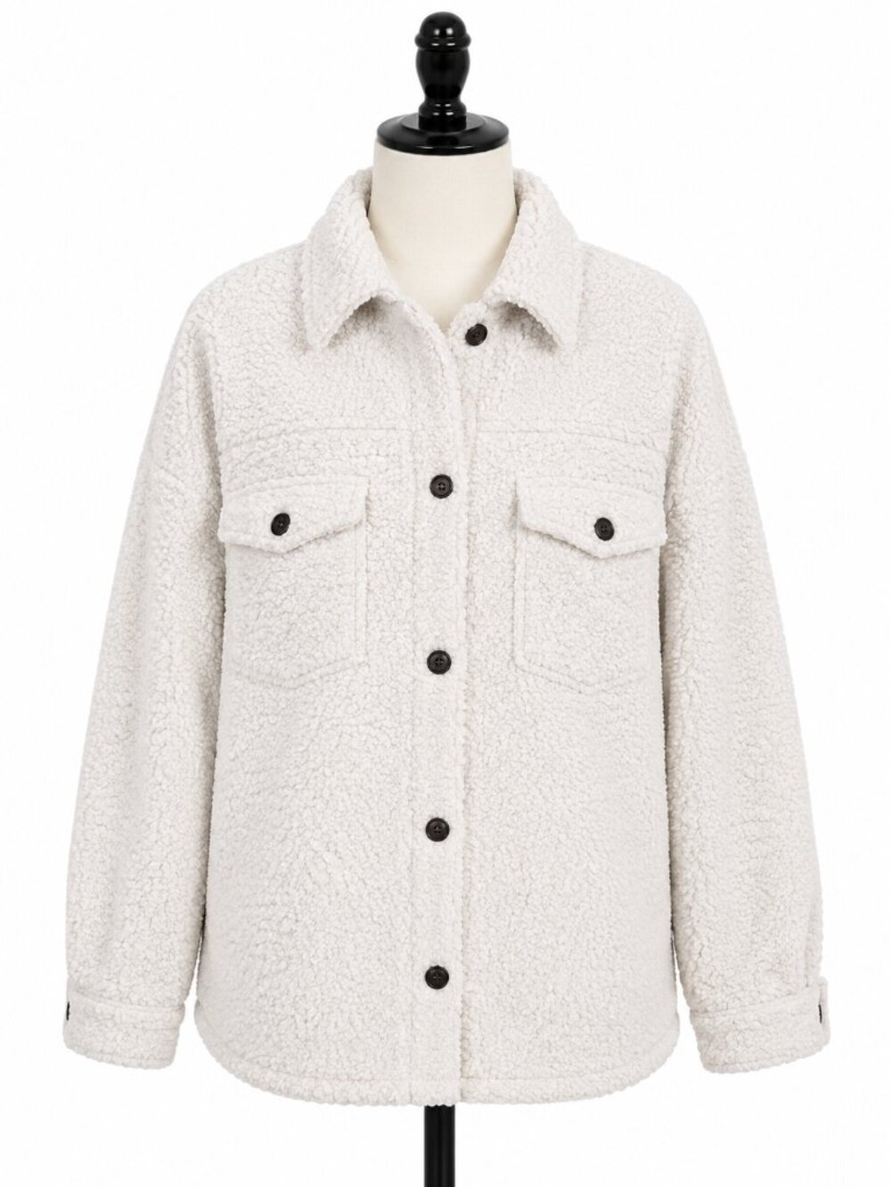 Cream Sherpa Shacket – Size M/L – Good Condition 🤍